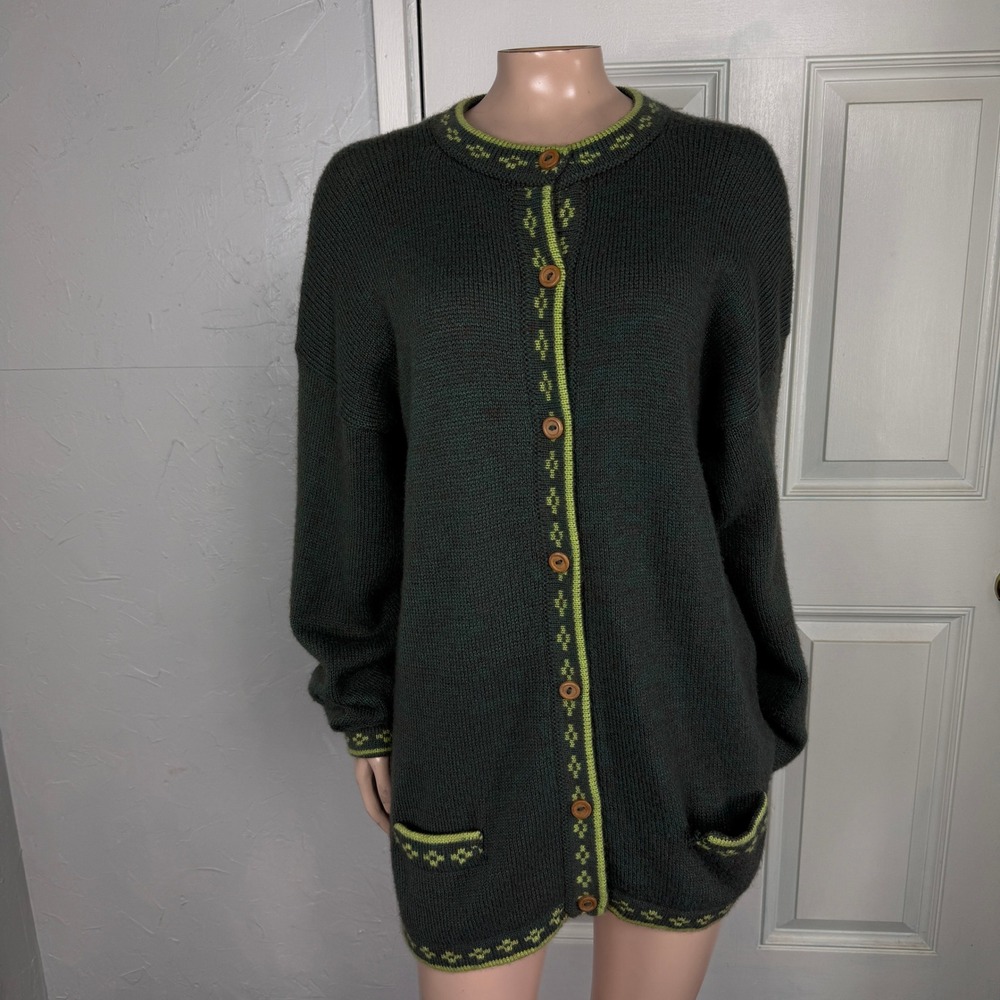 Gamboa Women's Sweater L Wool Cardigan Button Alpaca OO7